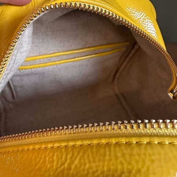 NEW! NWT! Tory Burch Half Moon Strip Mini Satchel Boston -Yellow Leather Women - Picture 16 of 16
